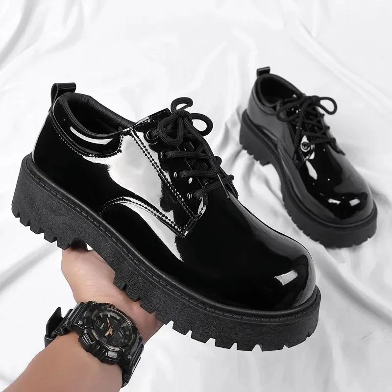 Chaussures Derby en Cuir Verni Tendance pour Homme 2026 – Chaussures Habillées Exquises pour Affaire