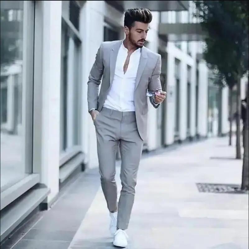 Costumes d'affaires décontractés pour hommes, 2 pièces, pour mariage, Tuxedos de marié, coupe cintré