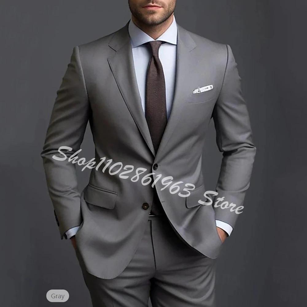 Costume de Mariage Gris pour Homme, Blazer à Simple Boutonnage Imbibé, Pantalon Slim Fit, 03/Busines