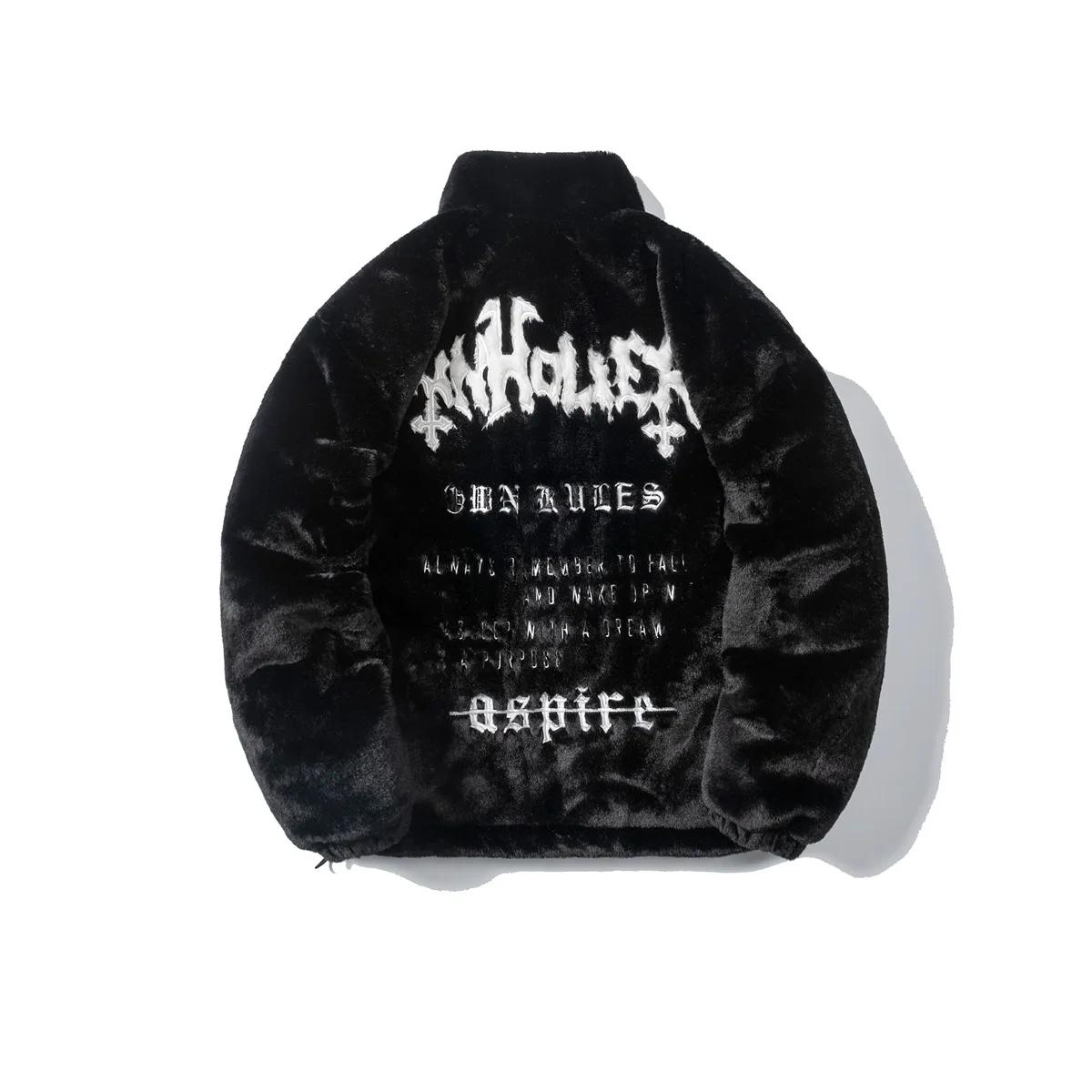 Manteau chaud brodé lettre Smile pour homme, veste d'hiver, hip hop américain, mode décontractée, ad