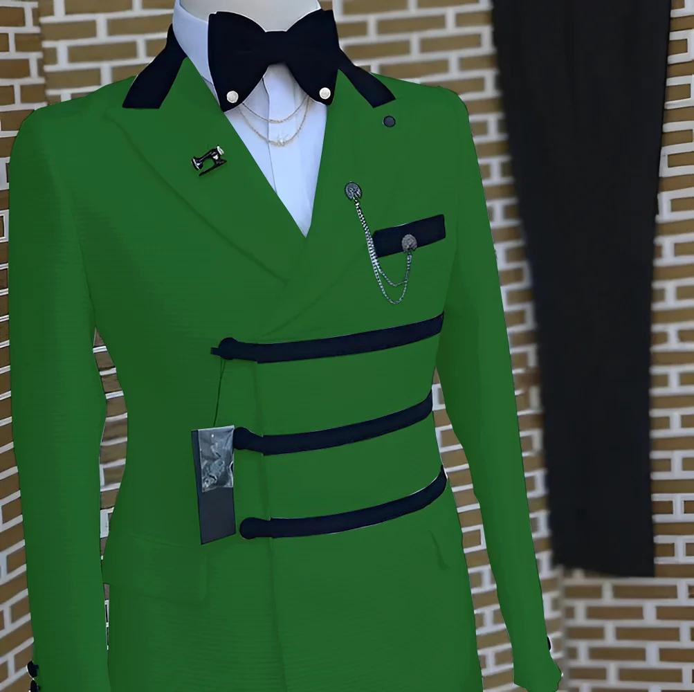 Costumes de mariage blancs pour hommes, coupe cintrée, Blazer à revers, pantalon, 2 pièces, vêtement