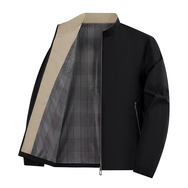 Blazer de luxe formel pour homme, col montant, pour l'automne, manteau de bureau, blazer uni kaki et