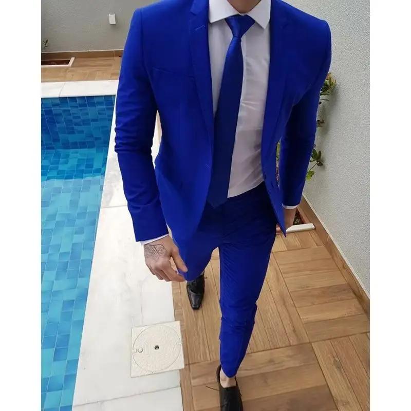Costume de Bal Bleu Royal pour Homme, Smoking de Marié, Dernier Design de Manteau et Pantalon, Coupe