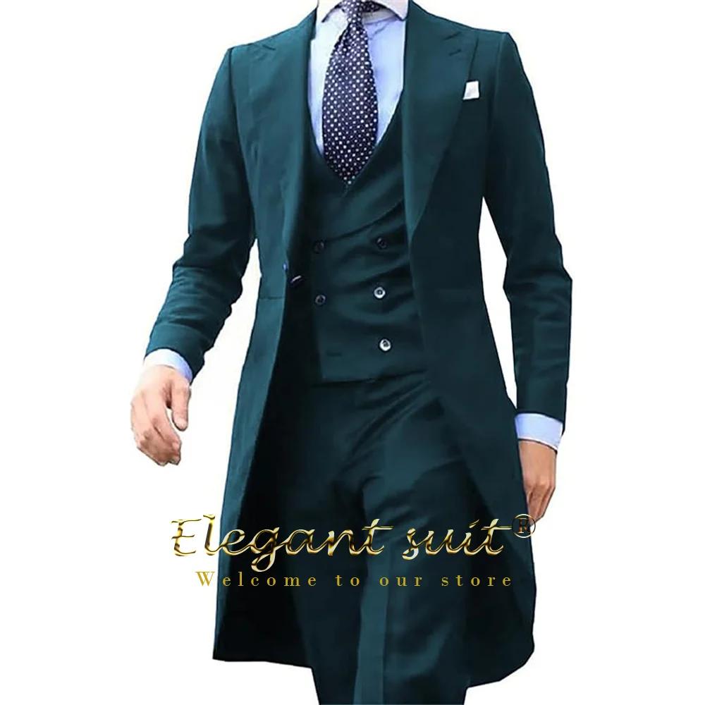 Costume 3 pièces pour homme bleu roi, veste longue, sur mesure, pour marié, smoking, mariage, bal, a