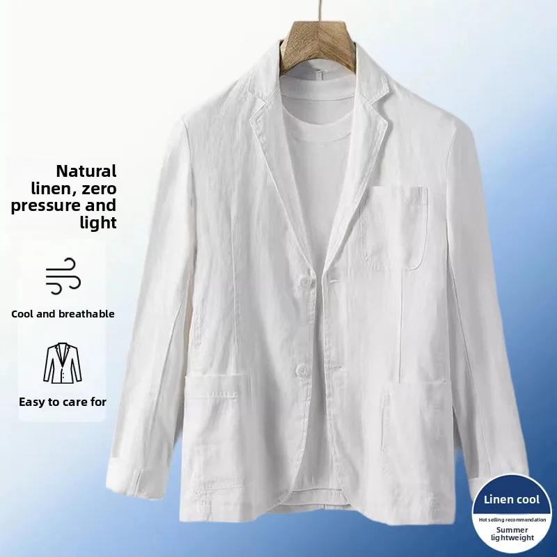 Blazer en lin anti-UV - Blazer respirant et confortable pour homme, style business décontracté, sens