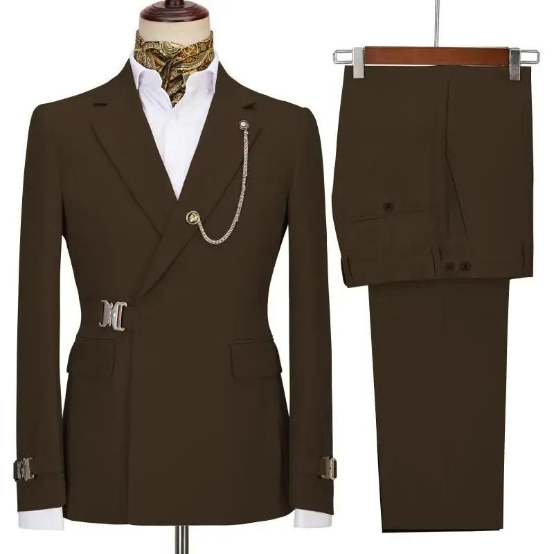 Costumes pour hommes Blazer pantalon pour hommes 2024 veste Design italien revers cranté fête mariag
