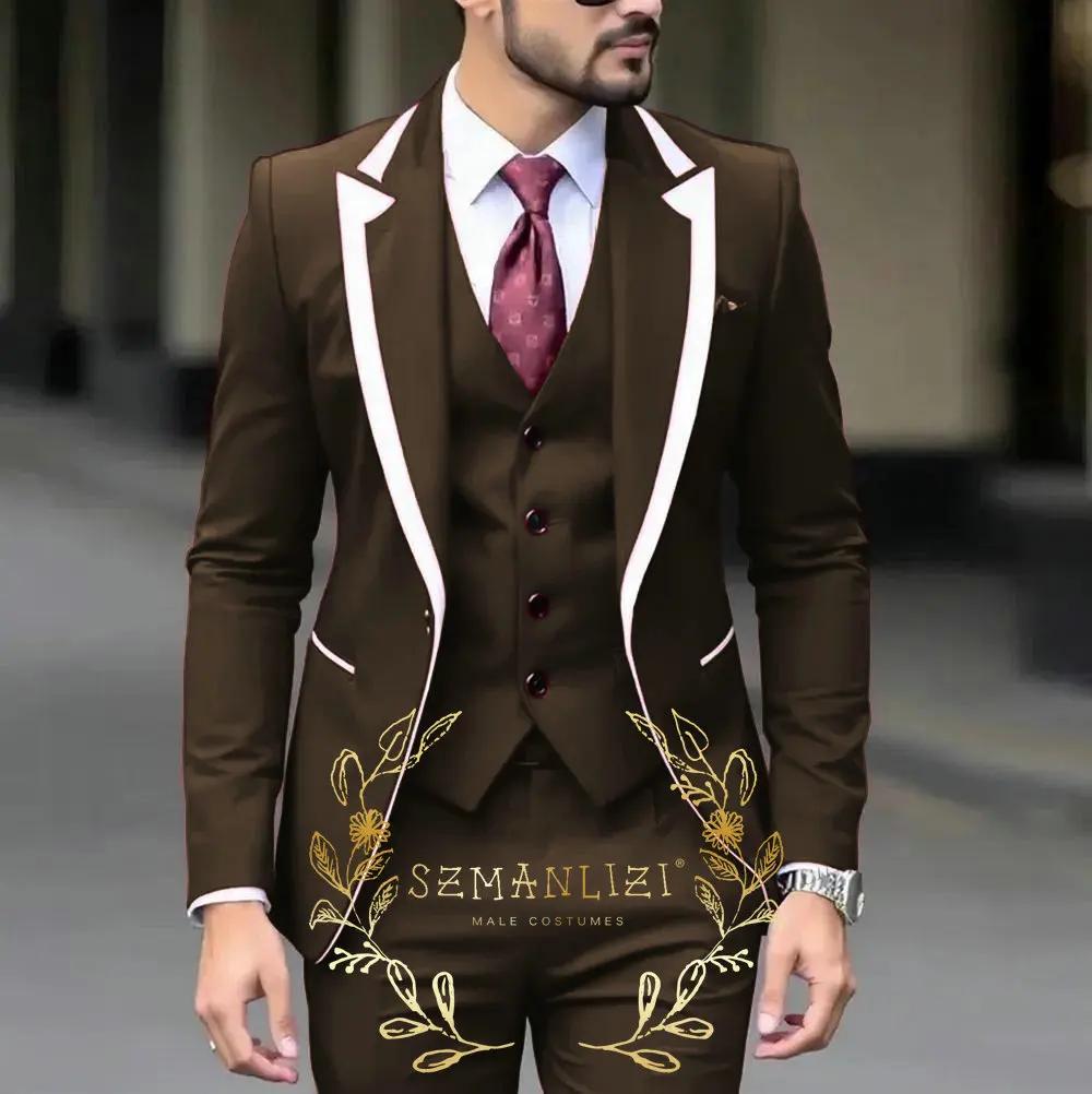 Tuxedos de mariage bleu Royal pour hommes, costume à revers, Terno Masculino, coupe cintrée, Blazer 