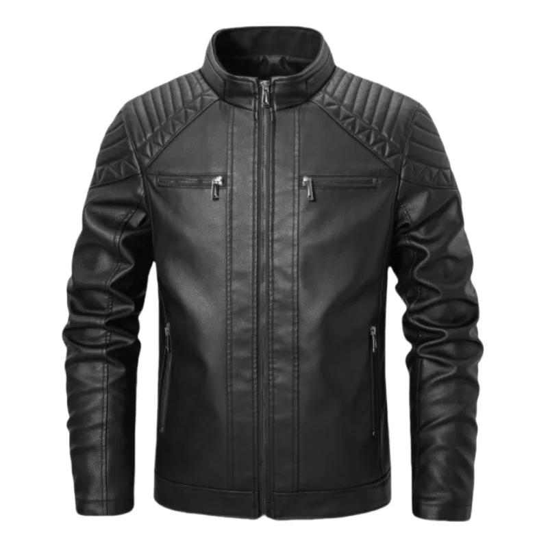 Eur 2025 nouvelle veste en cuir PU pour hommes veste de moto homme moto de rue automne hiver veste e