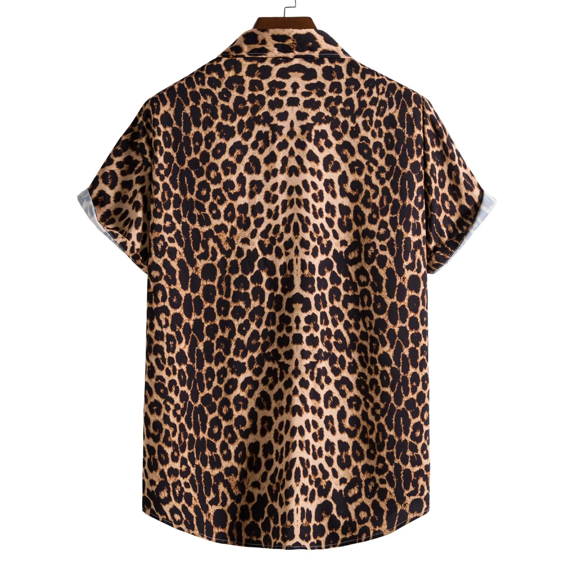 Léopard hawaïen Sexy Floral mâle Camisa coupe ajustée à manches courtes fête plage décontracté homme