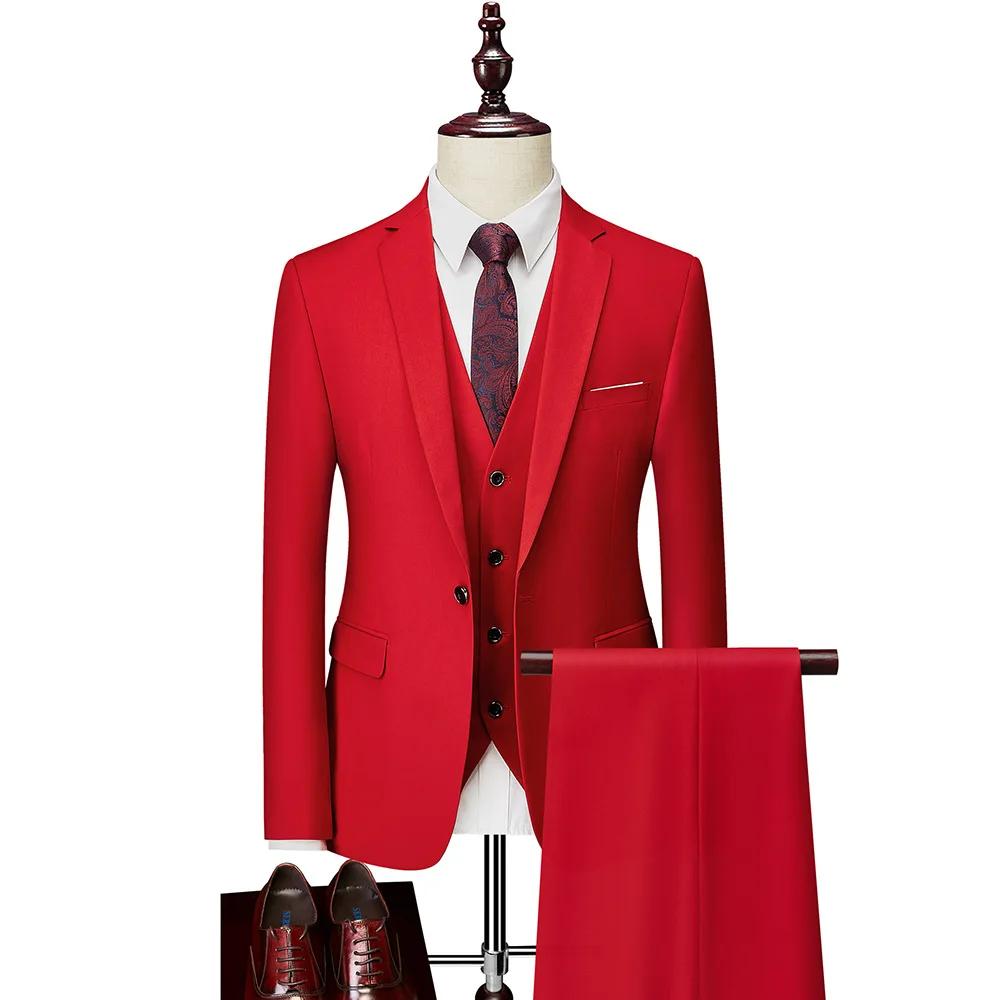 Ensemble 3 Pièces pour Homme, Veste Slim Fit, Tenue d'Affaires, Loisirs, Banquet, Mariage, Marié, Pa