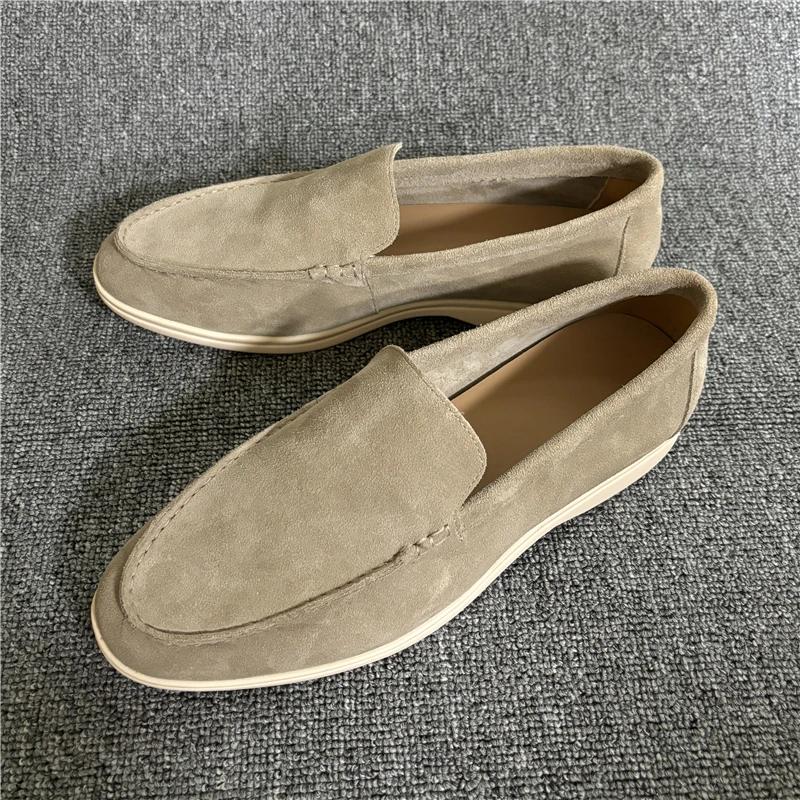 Baskets décontractées en cuir véritable pour hommes, mocassins à enfiler de grande taille, chaussure