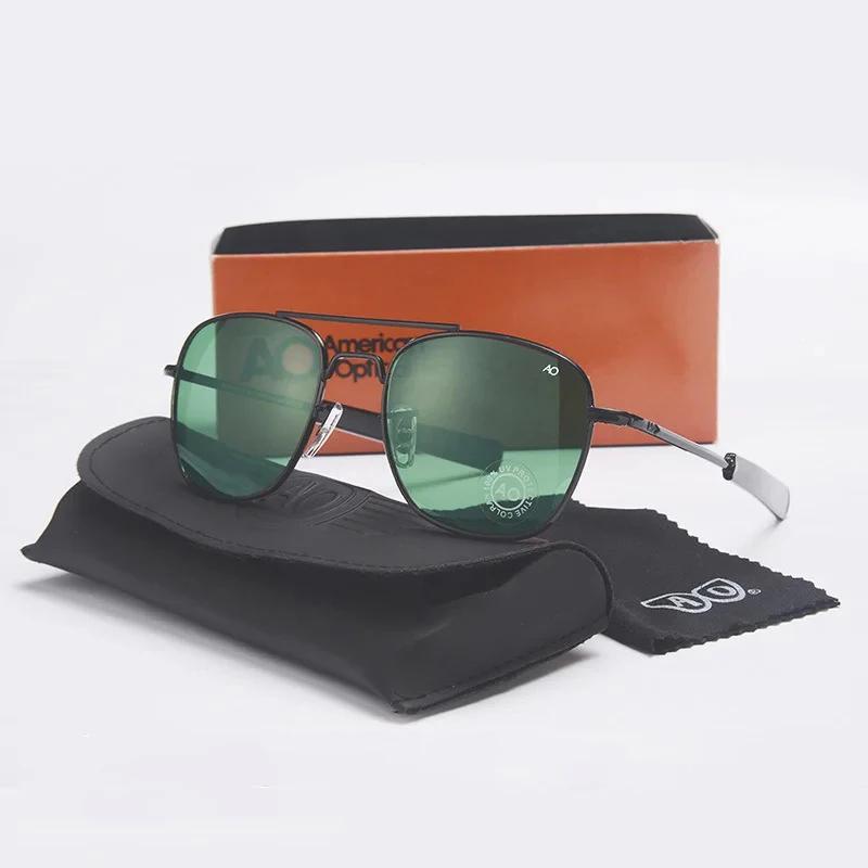 Lunettes de soleil pour homme, marque AO, design militaire américain, verres optiques en verre, lune