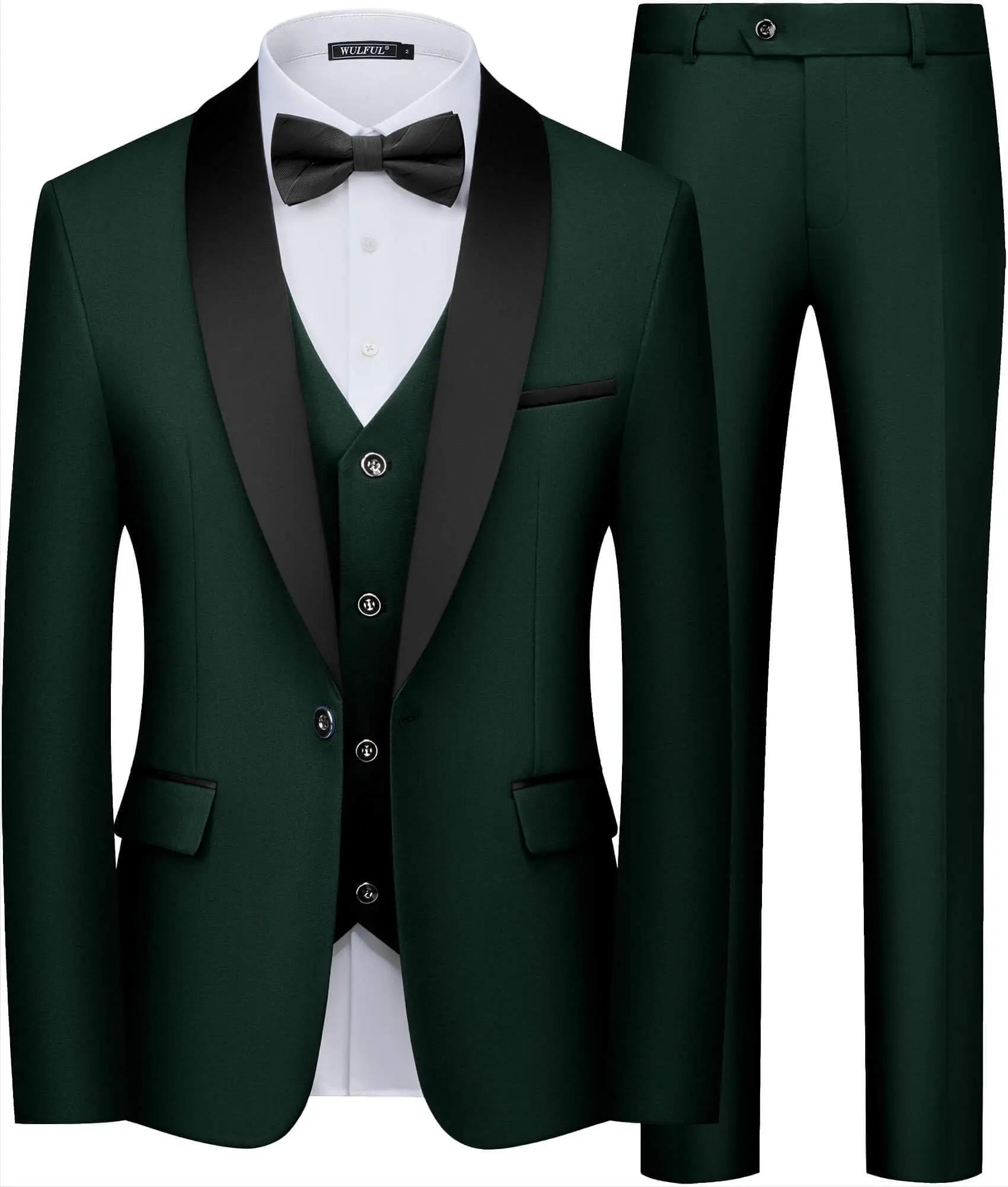 Costume noir pour hommes, ensemble trois pièces pour fête de mariage, grande taille, Blazer, manteau
