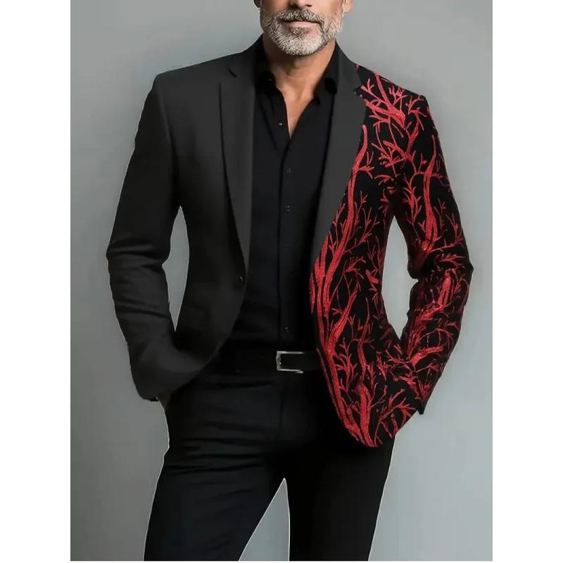 Veste de costume décontractée slim fit pour homme, patchwork de sequins, tendance, performance, pers