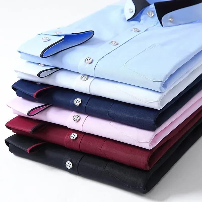 Chemise élastique à manches longues pour hommes, chemise d'affaires décontractée, chemise confortabl