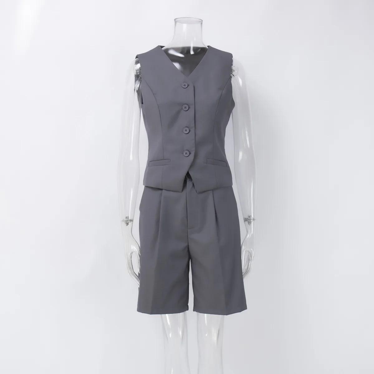 Gilet gilet costume 2026 printemps et été col en v simple boutonnage gilet droit costume short
