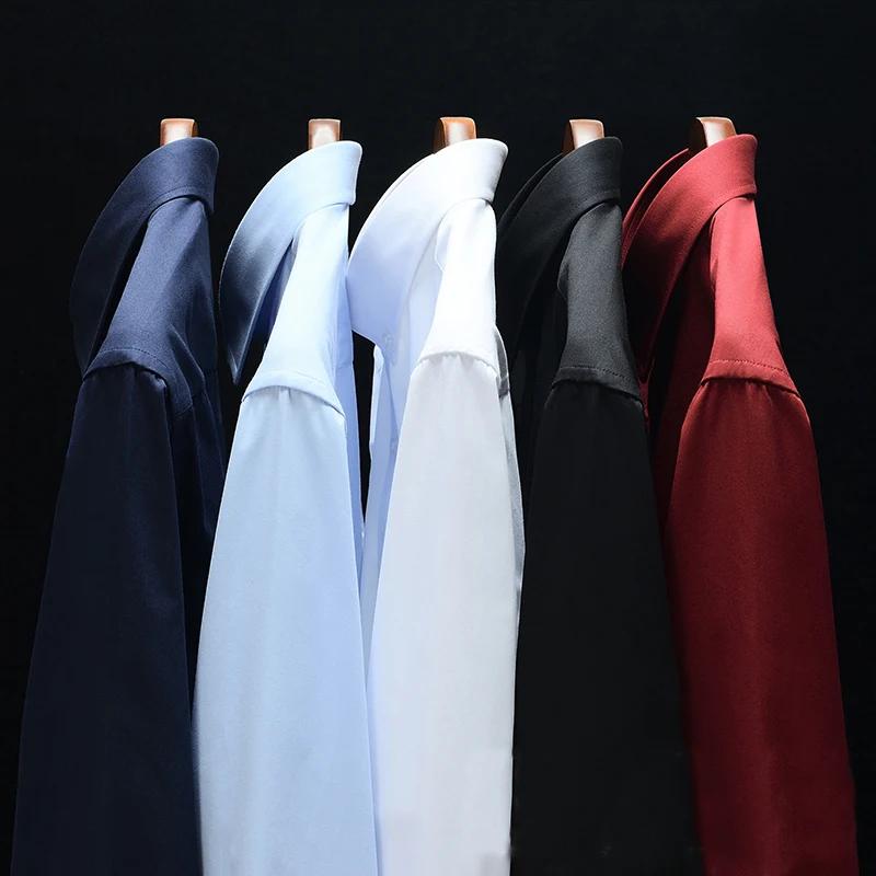 Chemise pour hommes à manches longues col montant (col Mandarin) poche plaquée unique chemises habil