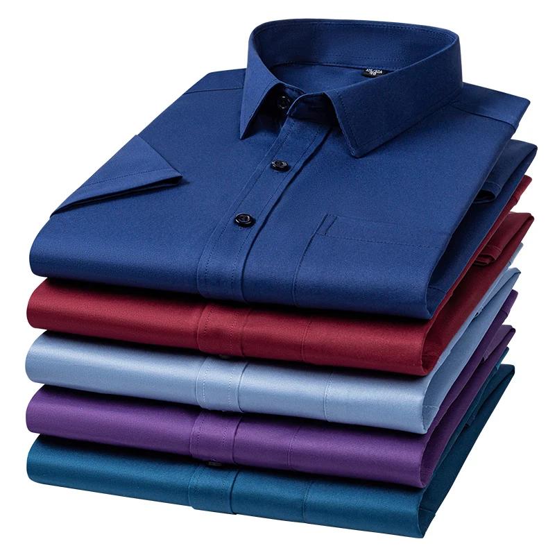Nouveau Anti-rides hommes chemises manches courtes chemises habillées pour hommes coupe ajustée Cami