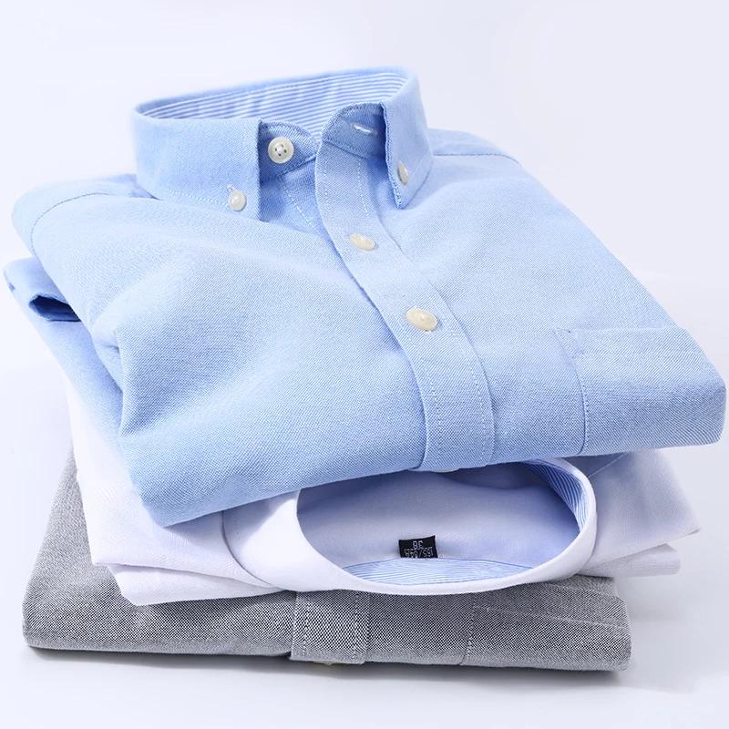 Chemise à manches longues pour hommes, tissée Oxford, décontractée, sans repassage, haut slim, confo