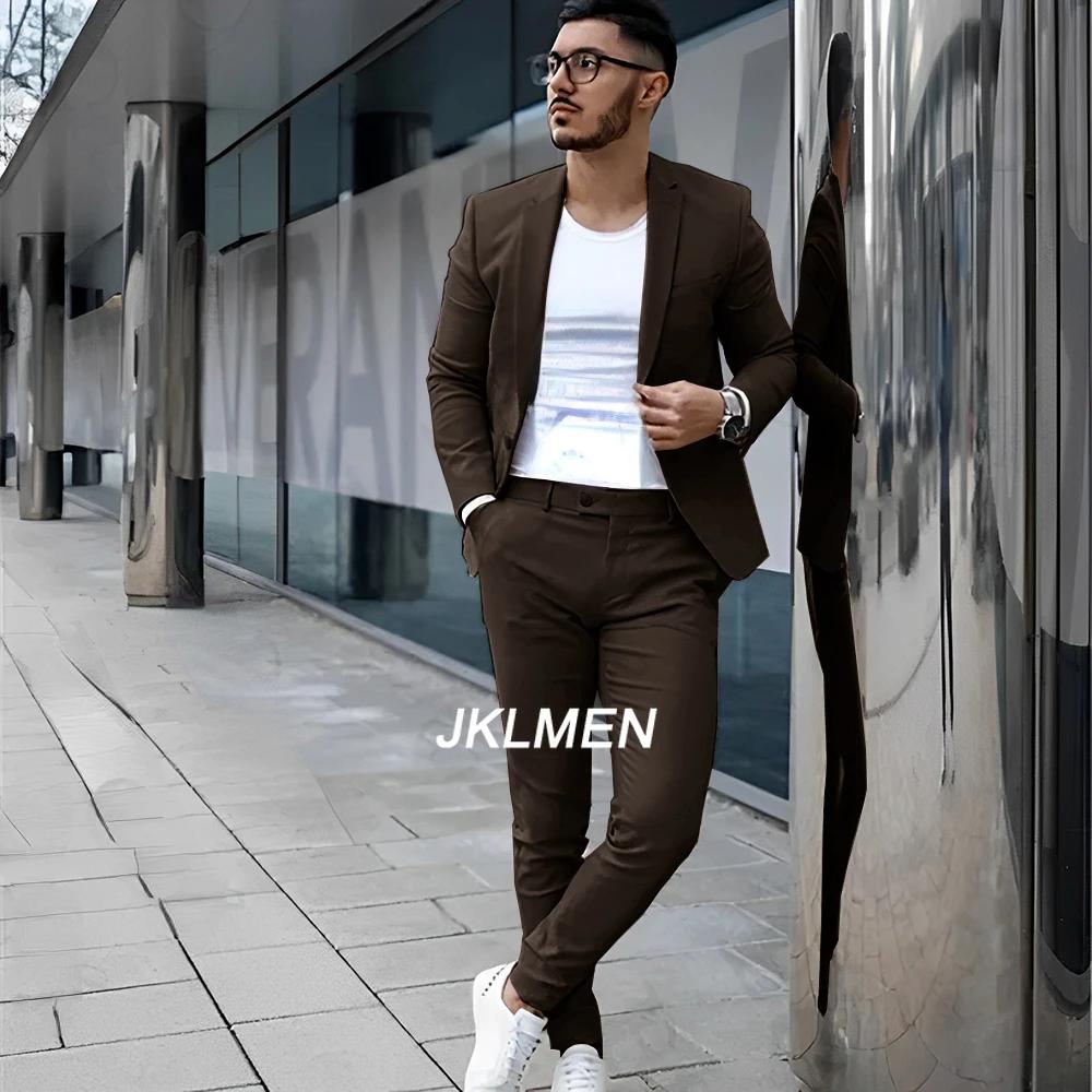 Costume 2 pièces gris pour hommes, veste d'été décontractée, pantalon formel, smoking de mariage, vê