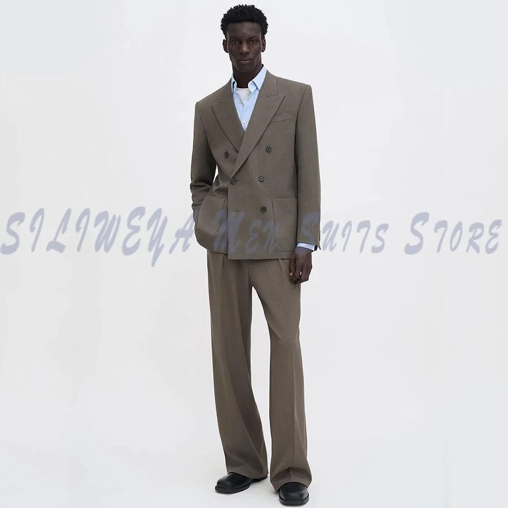 Ensemble de pantalon croisé pour homme, revers pointus, formel, pour affaires, mariage, smoking, bla