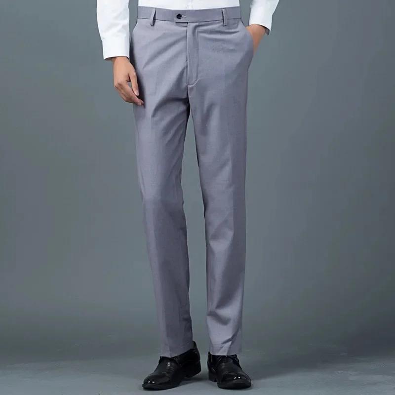 Pantalon de costume noir décontracté pour hommes, coupe cintrée, tenue de bureau, pantalon formel, m