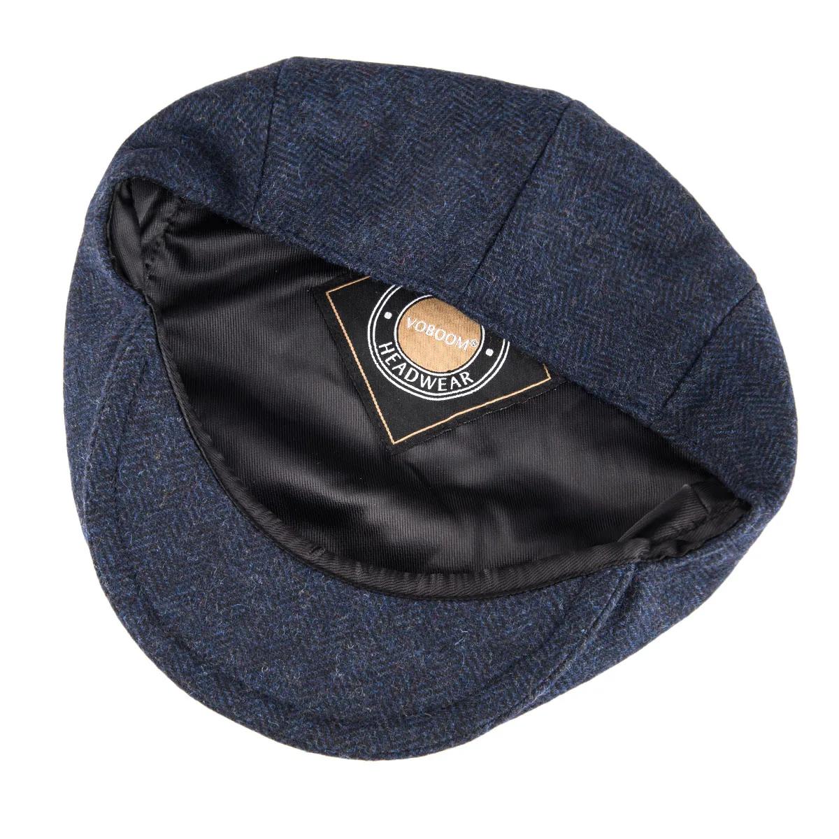 VOBOOM laine Tweed chevrons casquette irlandaise pour hommes femmes béret Cabbie pilote chapeau Golf
