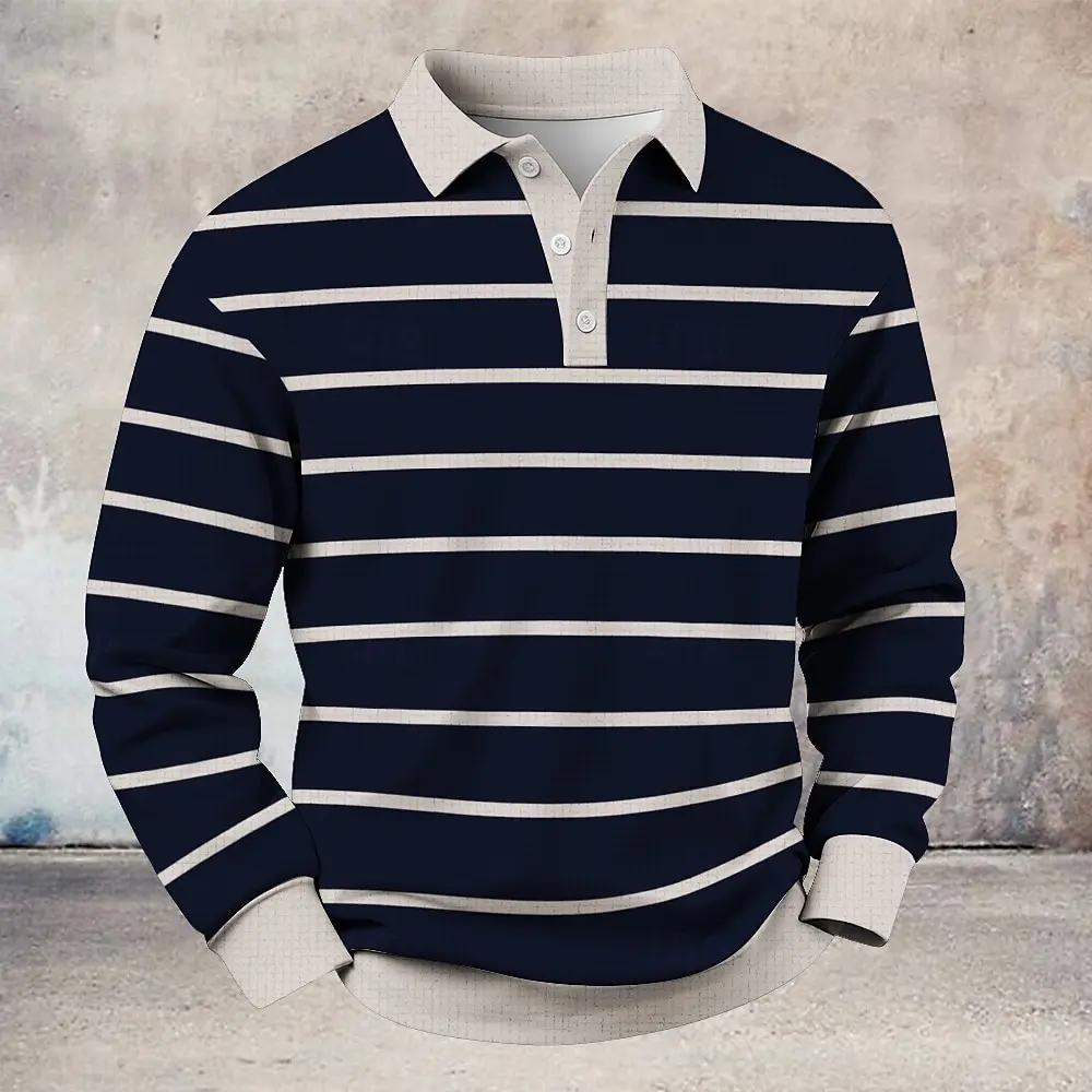 Chemise à col rabattu sur mesure – Chemise à manches longues pour homme avec des accents à fines ray