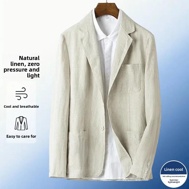 Blazer en lin anti-UV - Blazer respirant et confortable pour homme, style business décontracté, sens