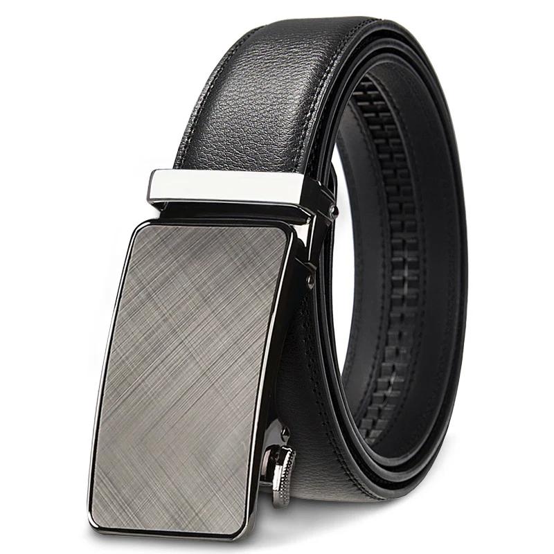 Ceinture en cuir véritable pour hommes ceinture à boucle automatique réglable ceinture à cliquet noi