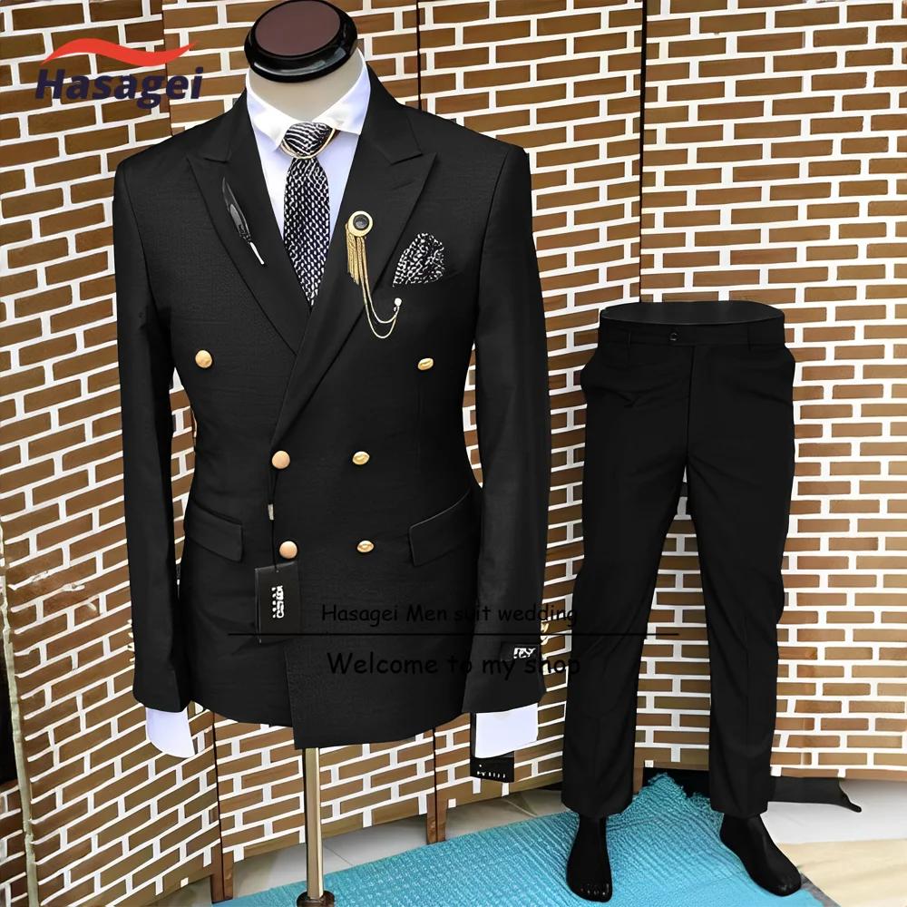 Smoking formel imbibé pour homme, veste et pantalon à double boutonnage, blazer d'affaires, boutons 