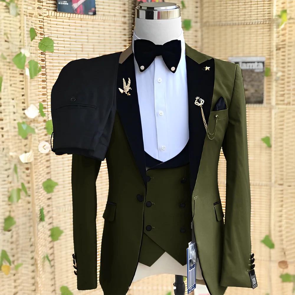 Ensemble de costume 3 pièces pour hommes de mariage (veste pantalon gilet) smoking de marié Blazer f