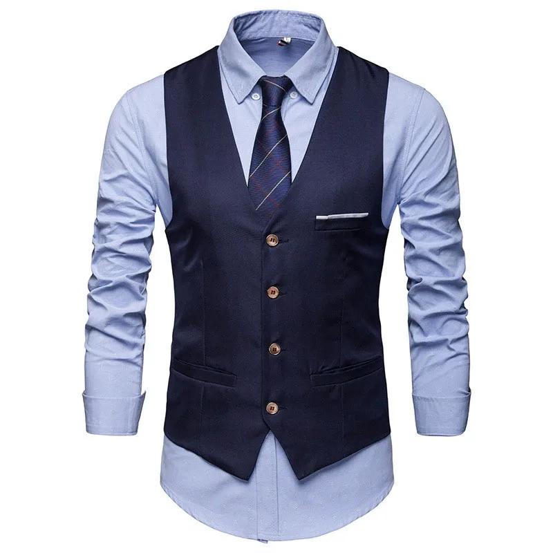 Nouveaux Gilets de Costume Formels pour Hommes 2026 – Style Britannique, Col en V, Coupe Slim, Coule