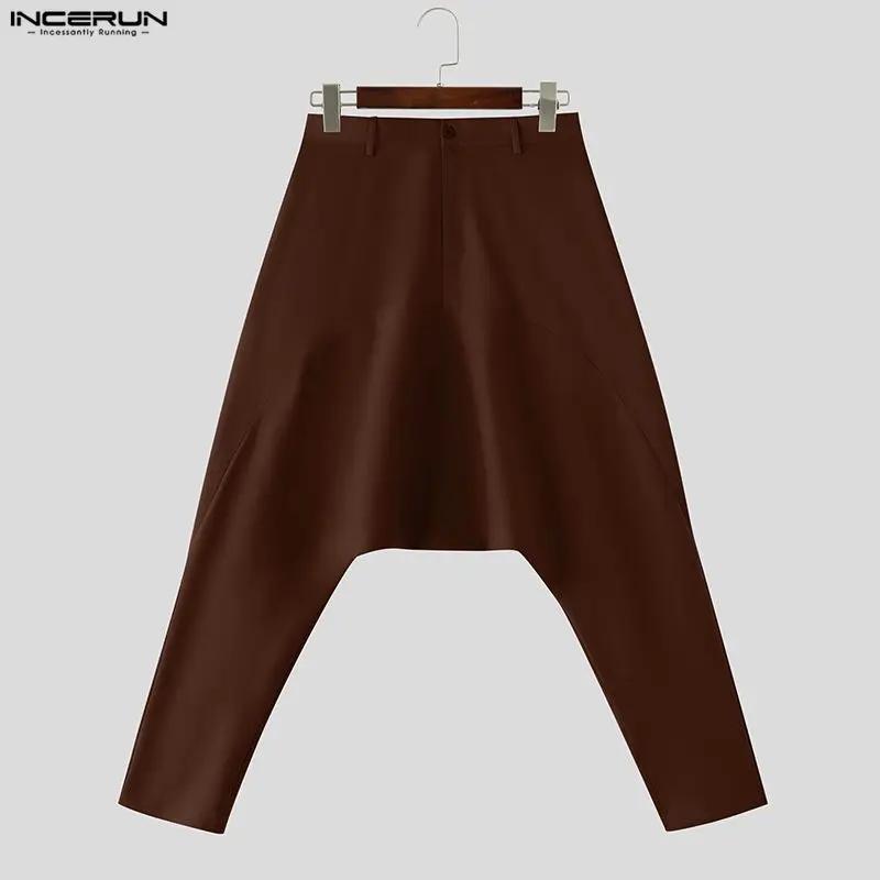 Pantalon Harem Homme INCERUN Couleur Unie Boutonné Joggers Décontracté Pantalon Ample Streetwear Hom