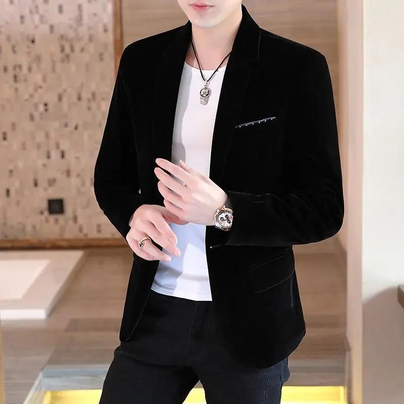 Manteaux en velours coupe cintrée, costumes et blazers pour hommes à la mode, nouveaux vêtements Vin