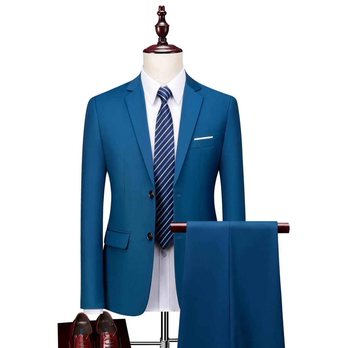 Costume de mariage décontracté pour hommes, ensemble deux pièces noir avec gilet et pantalon, tendan