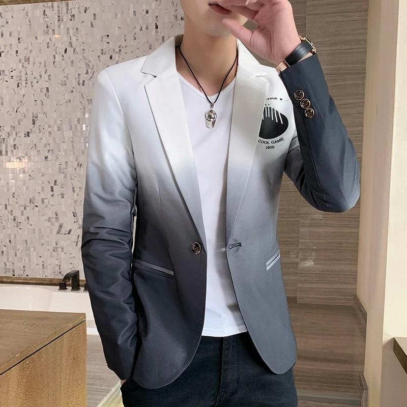 Veste de costume homme dégradé Blazer mâle manteau gothique nouveau Masculino coréen mince décontrac