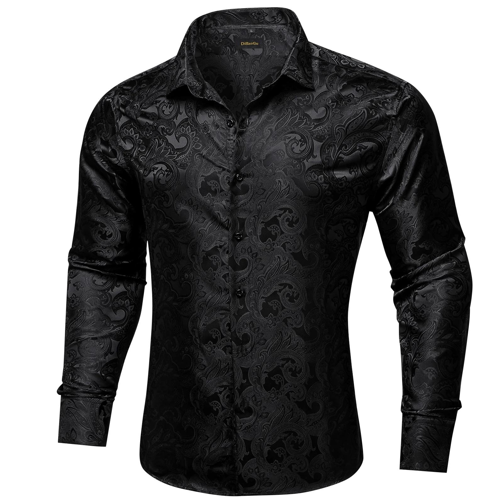 Chemises habillées de luxe pour hommes à manches longues en polyester, col rabattu, motif cachemire,