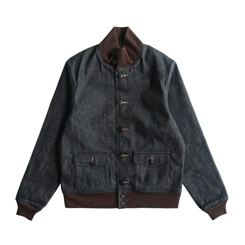 Sauce Zhan Veste pour homme Veste en jean à lisière doublée courte Veste de vol A1 pour homme Coupe 