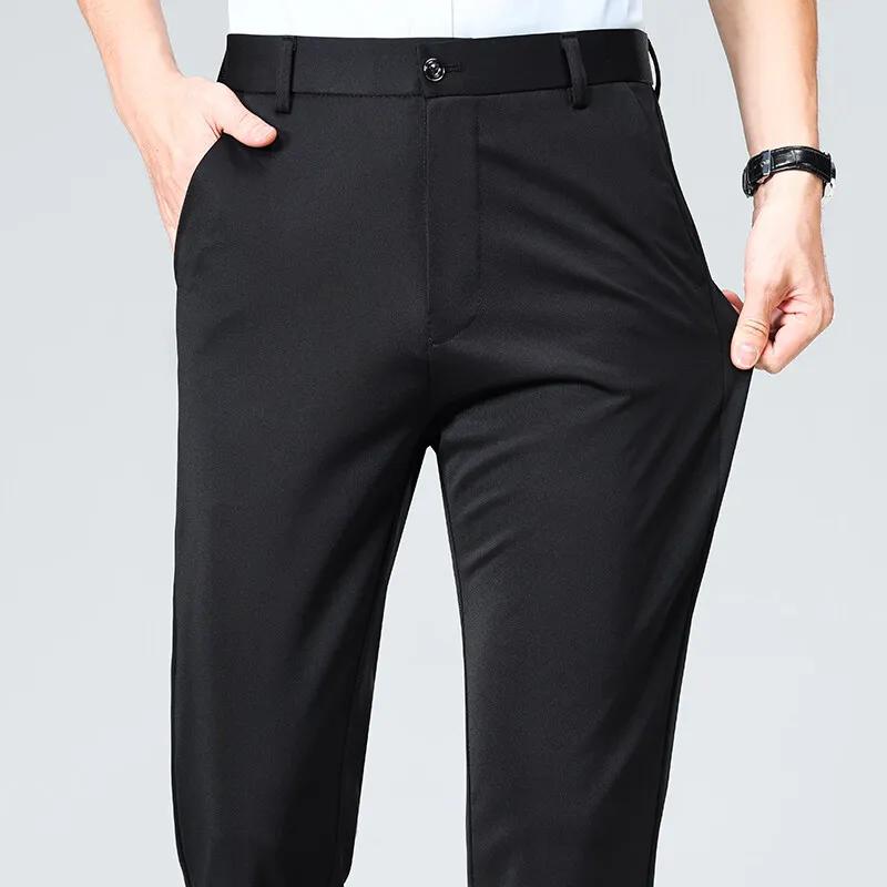 Pantalon de costume droit pour hommes, couleur unie, intelligent, décontracté, bureau, mode printemp