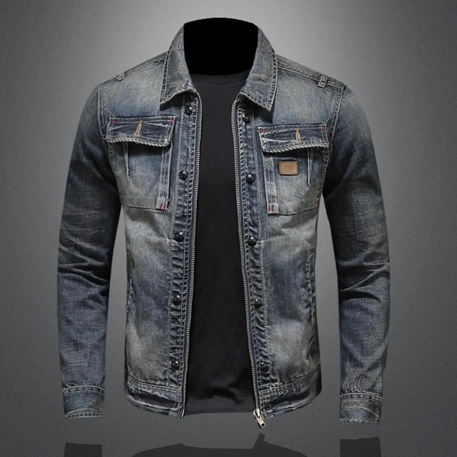 Doudoune rembourrée en coton pour hommes avec coupe-vent, veste en jean vintage, mode classique, hau