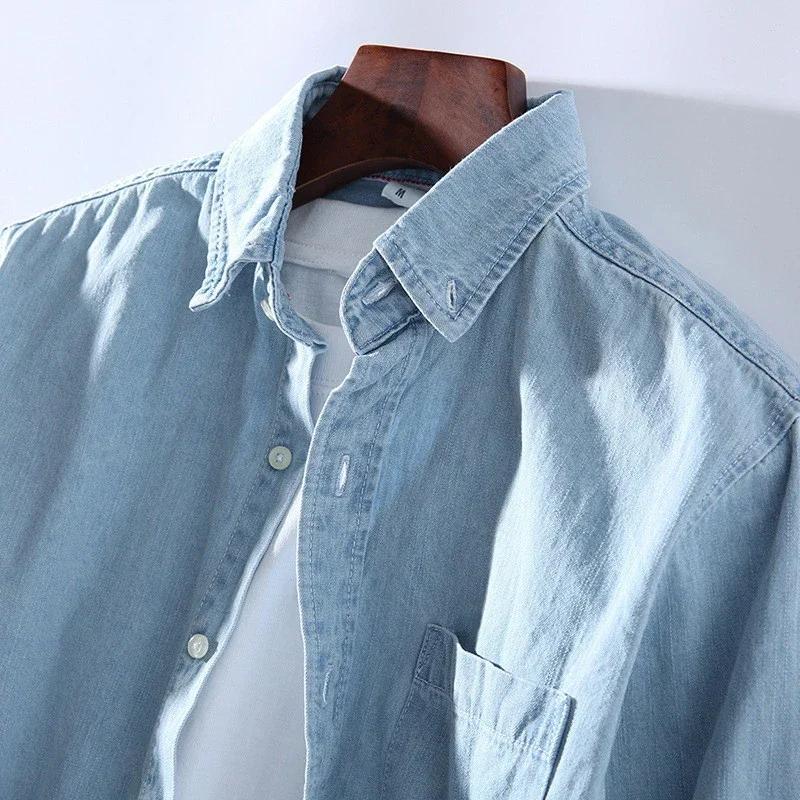 Hommes décontracté Denim chemise mode nouveau Simple décontracté coton mince Jean à manches longues 