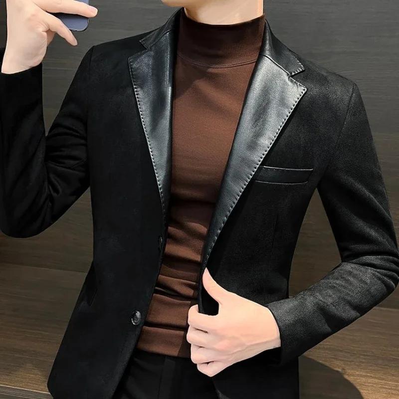 Blazer Slim Fit pour hommes, vestes trempées pour hommes, vêtements originaux, manteau de style coré