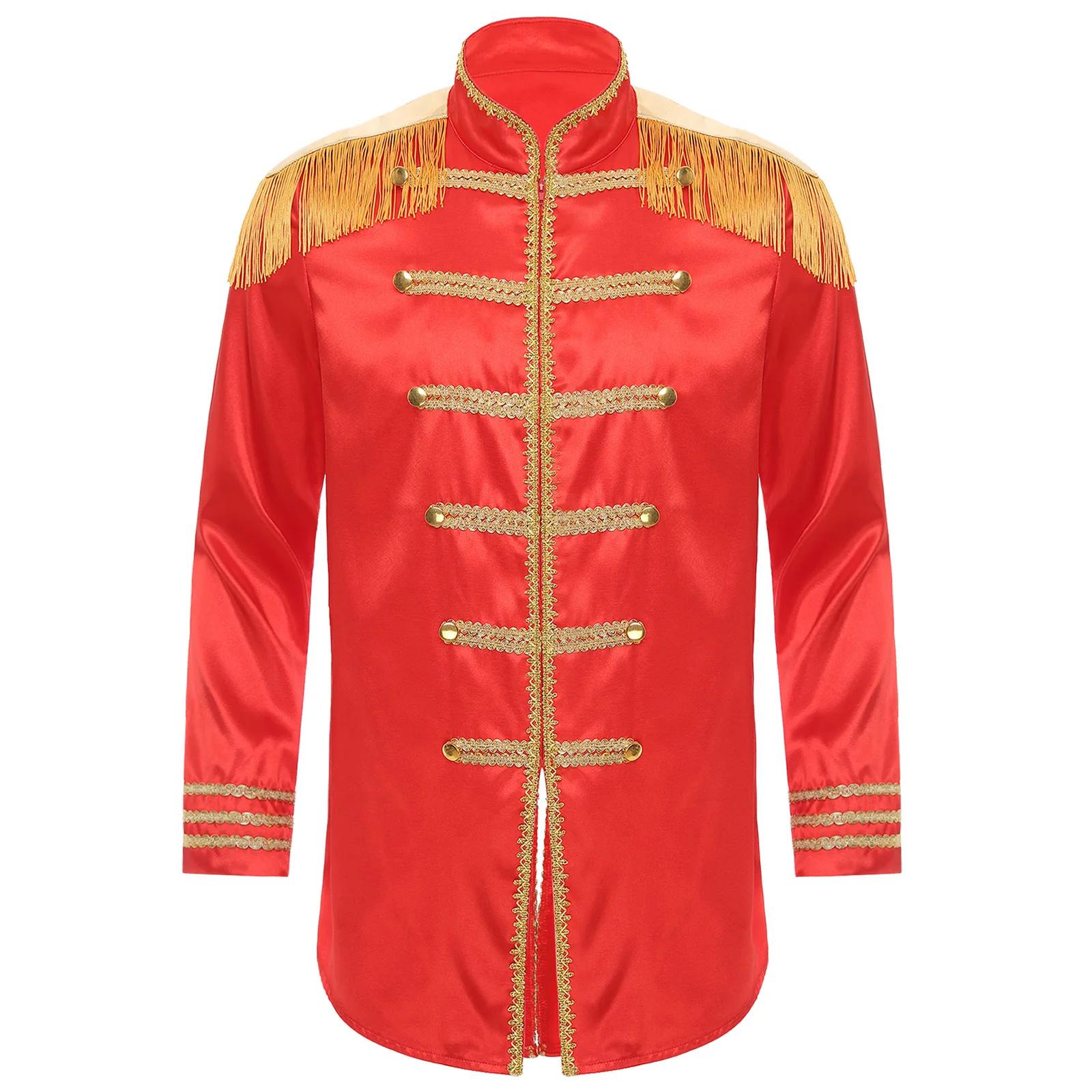 Veste longue vintage pour homme, style tambour-major, hippie, médiéval, avec épaulettes à franges, g