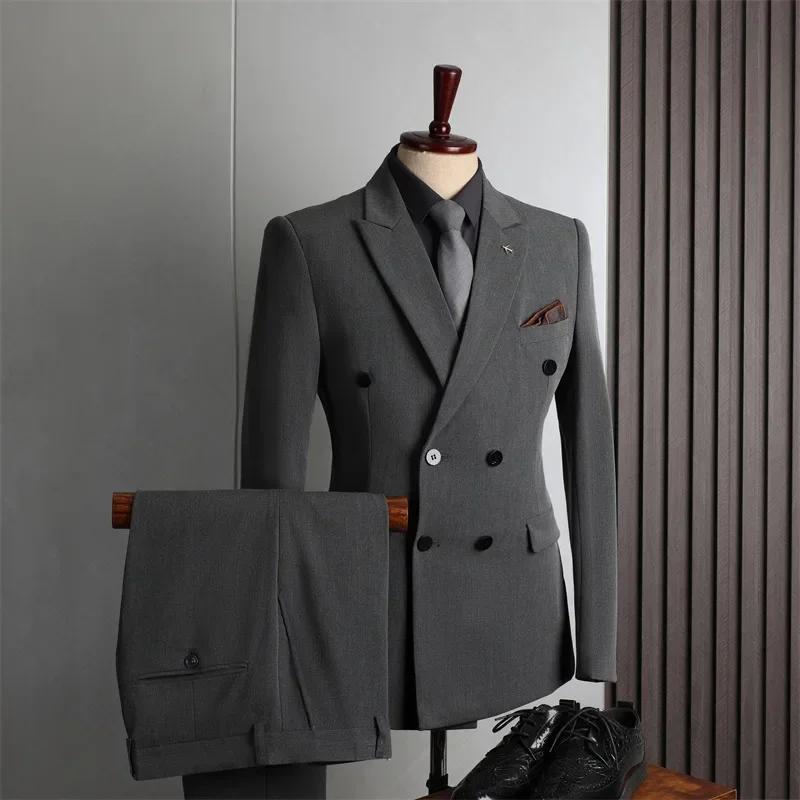 Costumes sur mesure pour hommes 2 pièces costumes homme Blazer veste et pantalon Double boutonnage a