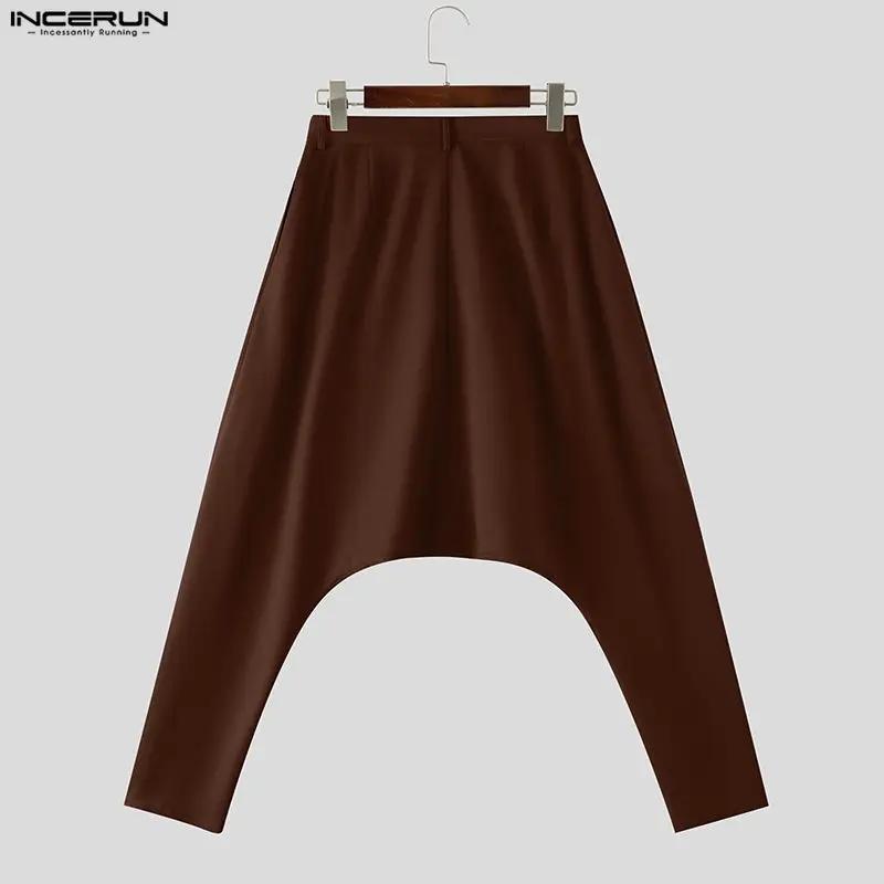 Pantalon Harem Homme INCERUN Couleur Unie Boutonné Joggers Décontracté Pantalon Ample Streetwear Hom