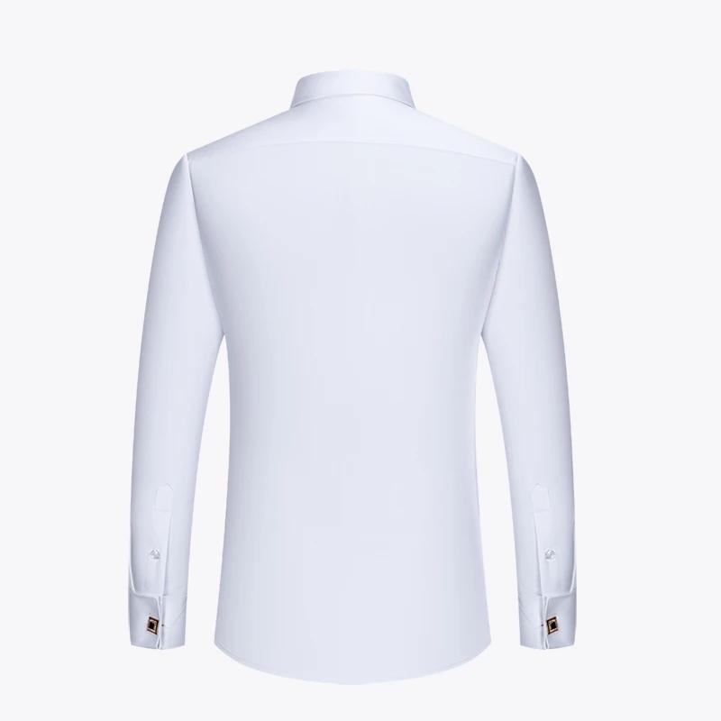 Boutons de manchette français brodés pour hommes, chemise à manches longues avec épingles à col, che