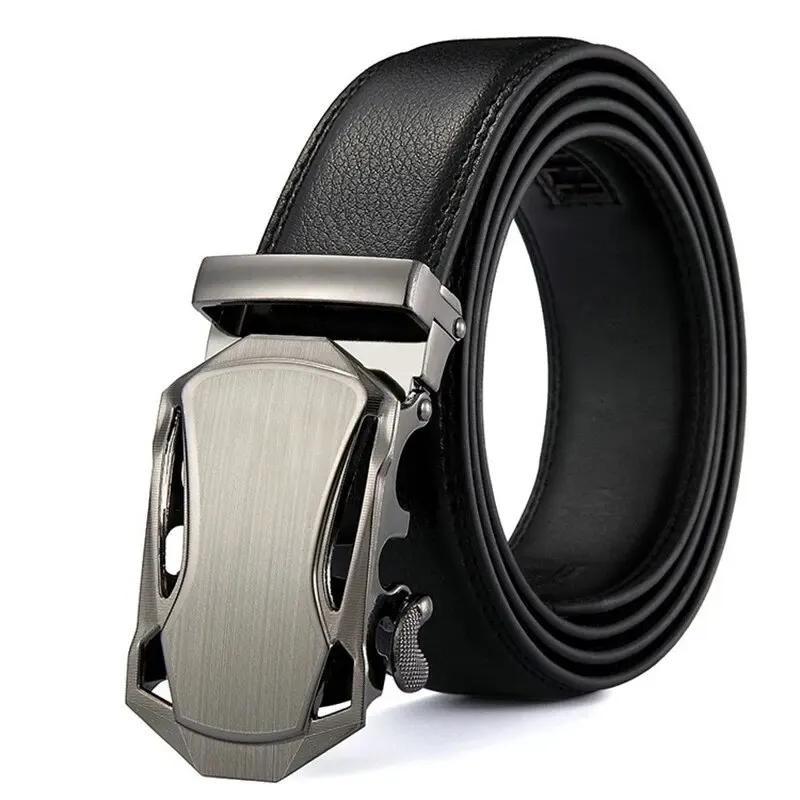 Ceinture en cuir PU pour hommes d'affaires, véritable marque de luxe, structure en métal, haute qual