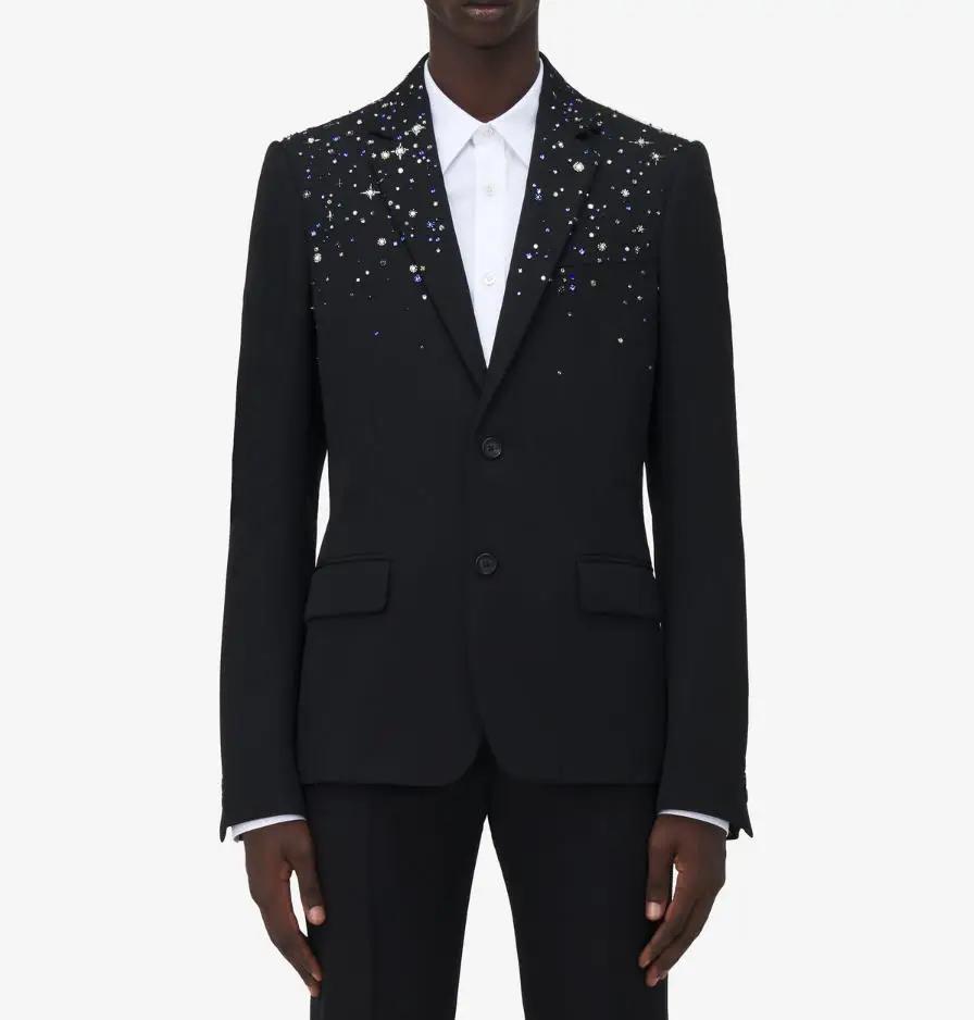 Costume de Mariage Homme de Luxe Perlé, Smoking Classique 2 Pièces, Costume de Marié Sur Mesure, Ves