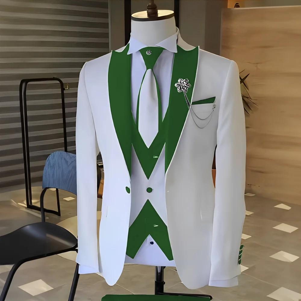 Costume Blanc et Noir pour Homme, Smoking de Mariage, Revers Patricia, Terno Mascul37, de Bal, Marié